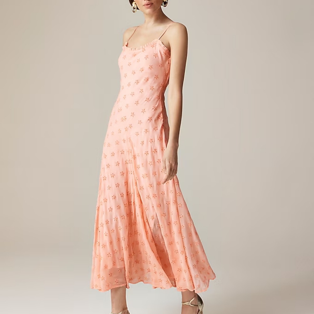 J Crew Summer Collection Eyelet Maxi Slip Dress Women's 24
